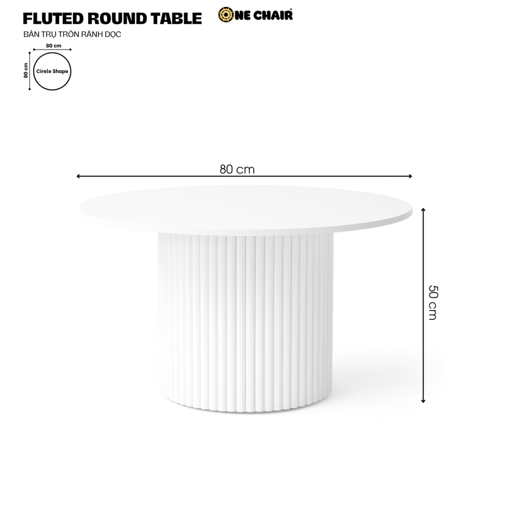 Bàn Bar Sự Kiện Sang Trọng / FLUTED ROUND TABLE – Bàn Trụ Tròn Rãnh Dọc Trắng