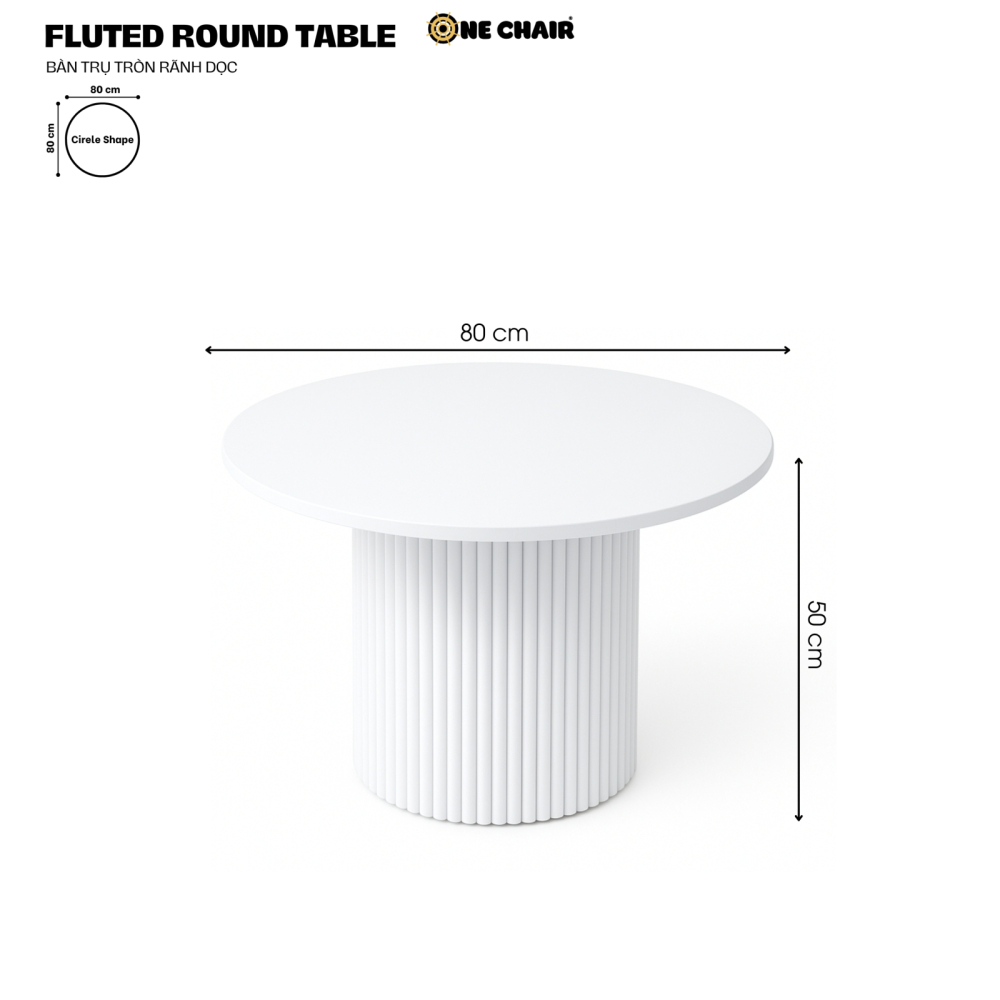 Bàn Bar Sự Kiện Sang Trọng / FLUTED ROUND TABLE – Bàn Trụ Tròn Rãnh Dọc Trắng