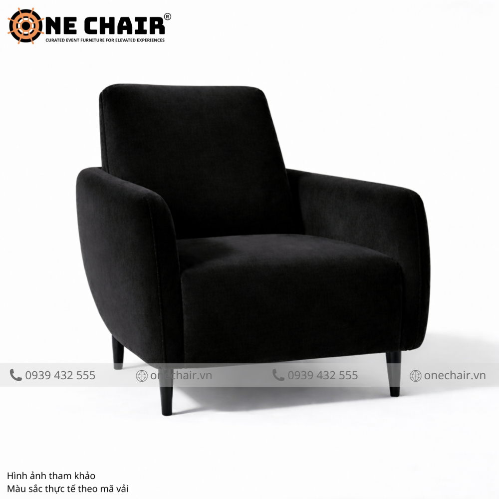 Sofa Đơn Sự Kiện Nhung Đen – Biểu Tượng Dark Luxury Cho Sự Kiện Thống Trị Thị Giác