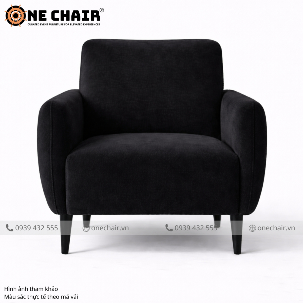 Sofa Đơn Sự Kiện Nhung Đen – Biểu Tượng Dark Luxury Cho Sự Kiện Thống Trị Thị Giác