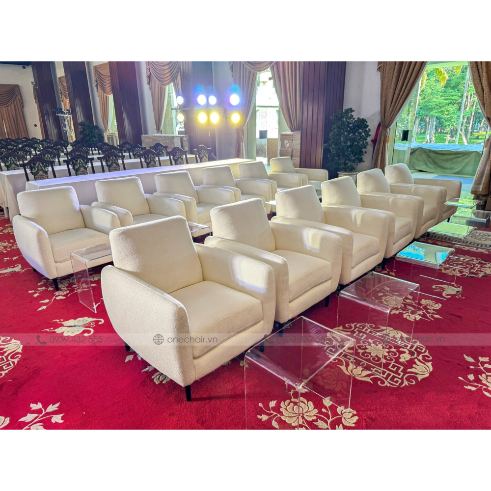 Ghế Sofa Đơn Màu Trắng Cao Cấp – Sang Trọng & Thoải Mái Cho Sự Kiện