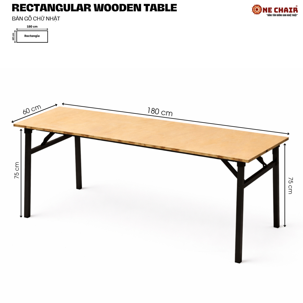 Bàn Sự Kiện Chữ Nhật – Size 60 × 180 CM