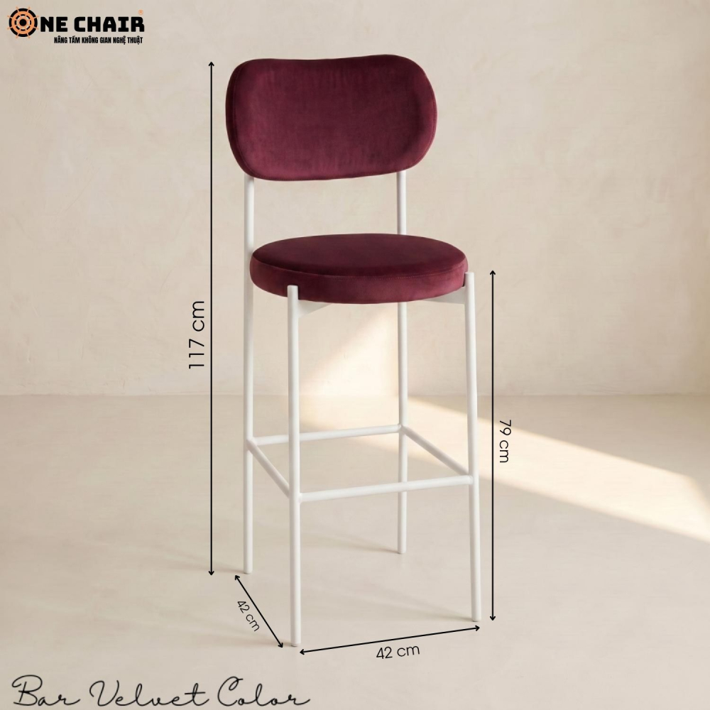 Bar Chair Velvet Color (White Frame)