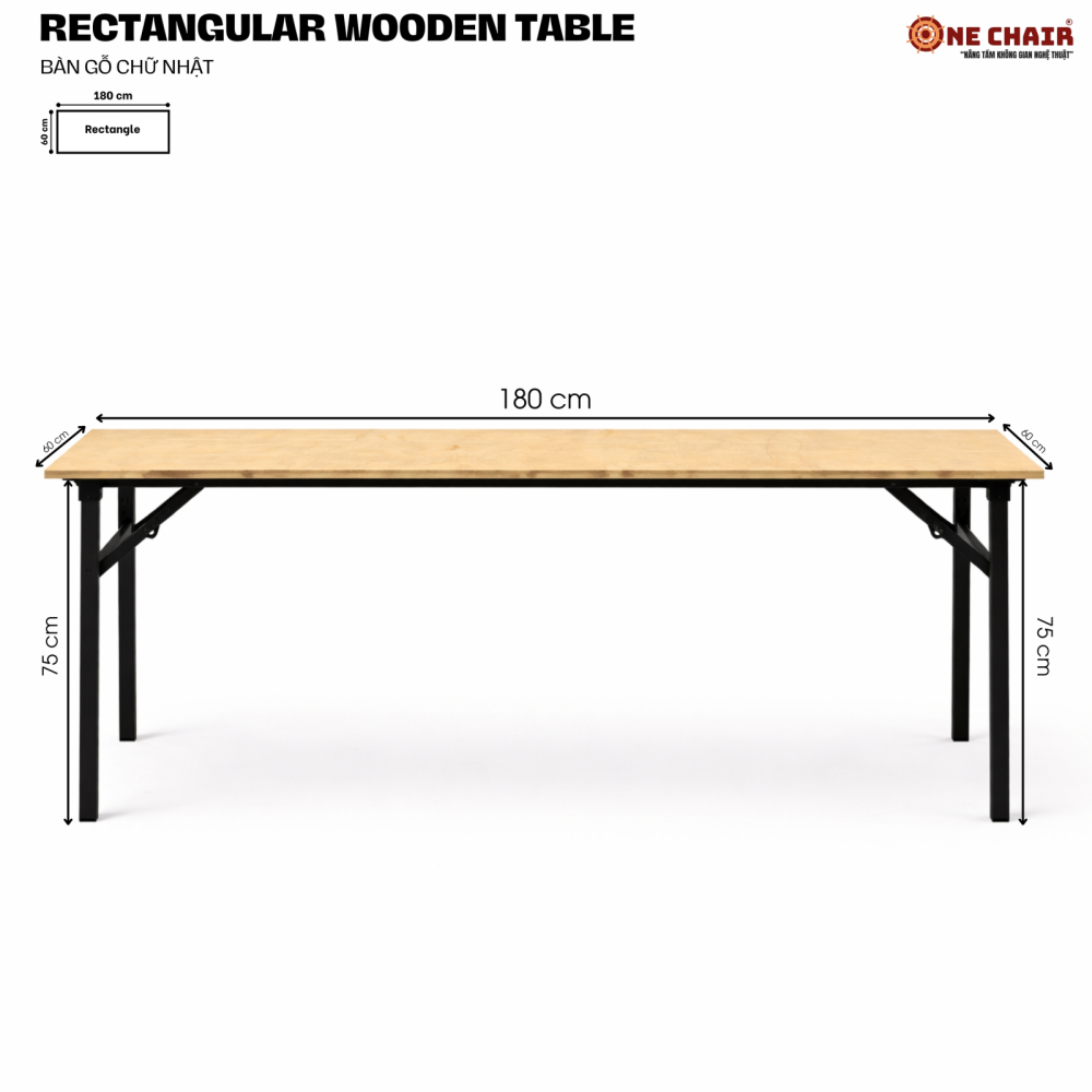 Bàn Sự Kiện Chữ Nhật – Size 60 × 180 CM