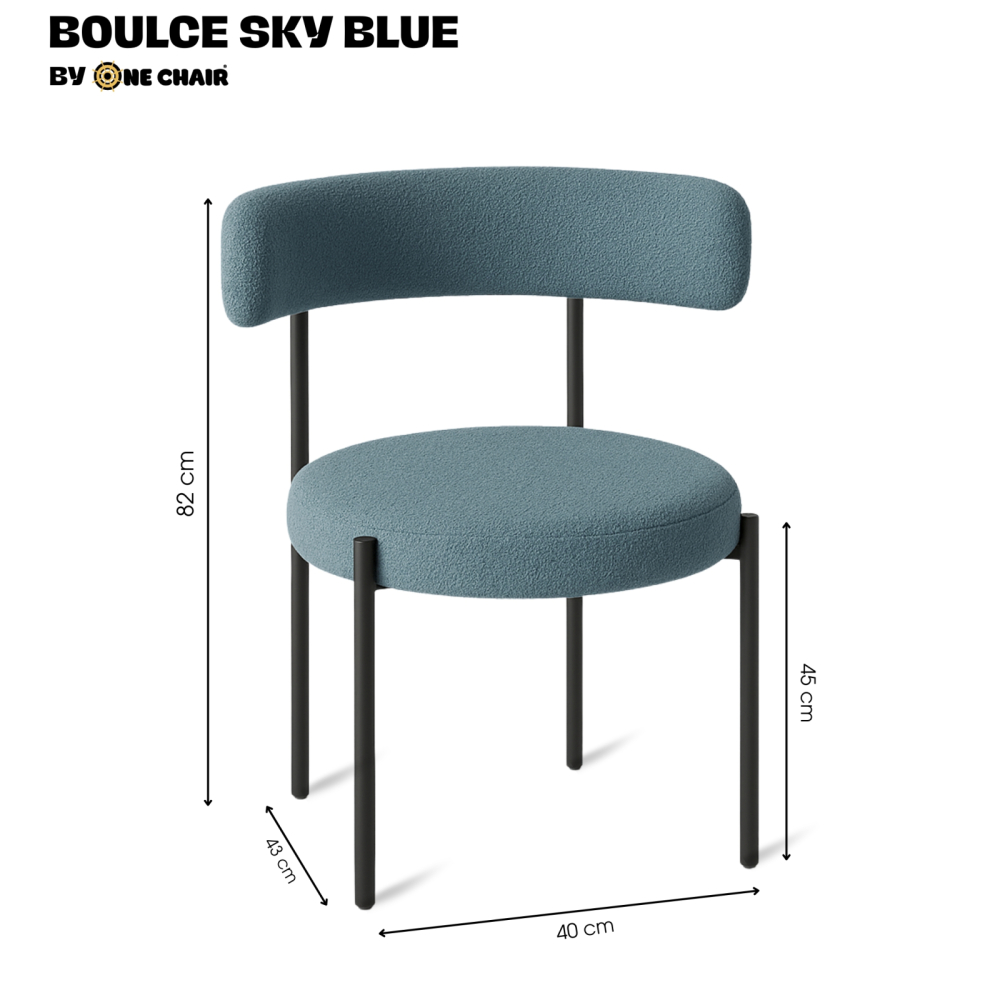 Bouclé Sky Blue – Khung Ghế Đen | Ghế Sự Kiện Sang Trọng