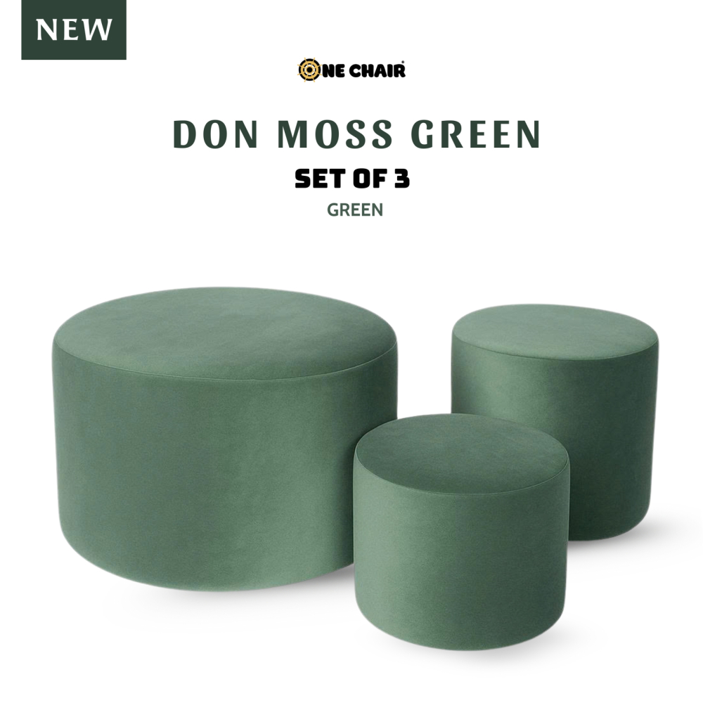 Don Sky Velvet – Bộ 3 Ghế Tròn Nhung Xanh | Vẻ Mềm Mại Tươi Mát Cho Không Gian Sự Kiện