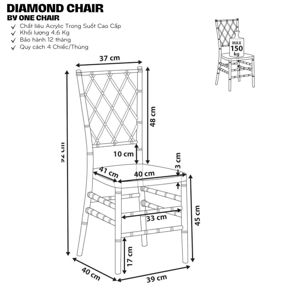 NEW - Diamond Chair: Ghế Sự Kiện Trong Suốt - Phong Cách Sang Trọng