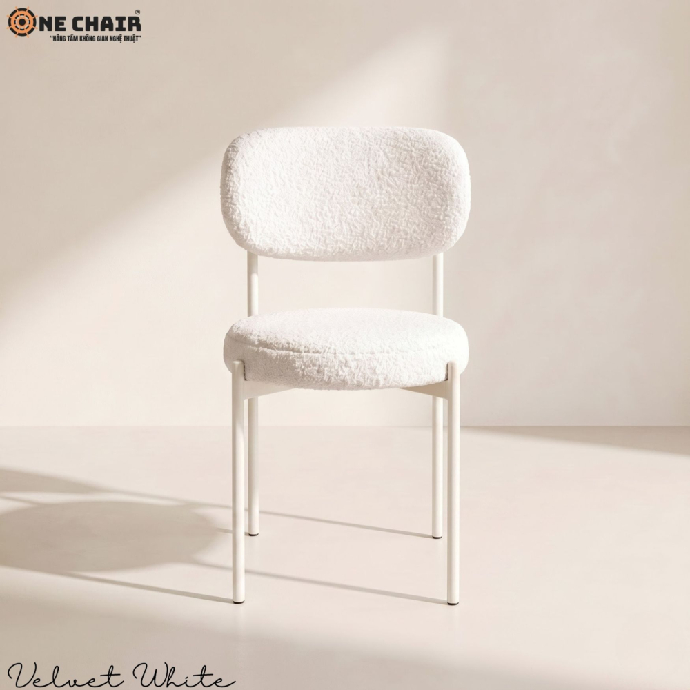 Velvet Chair – White (White Frame)