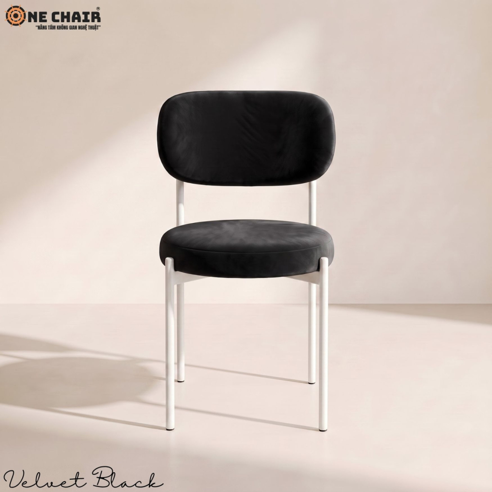 Velvet Chair – Black (White Frame)