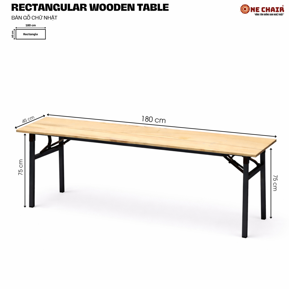 Bàn Chữ Nhật Sự Kiện - Size 45 × 180 CM