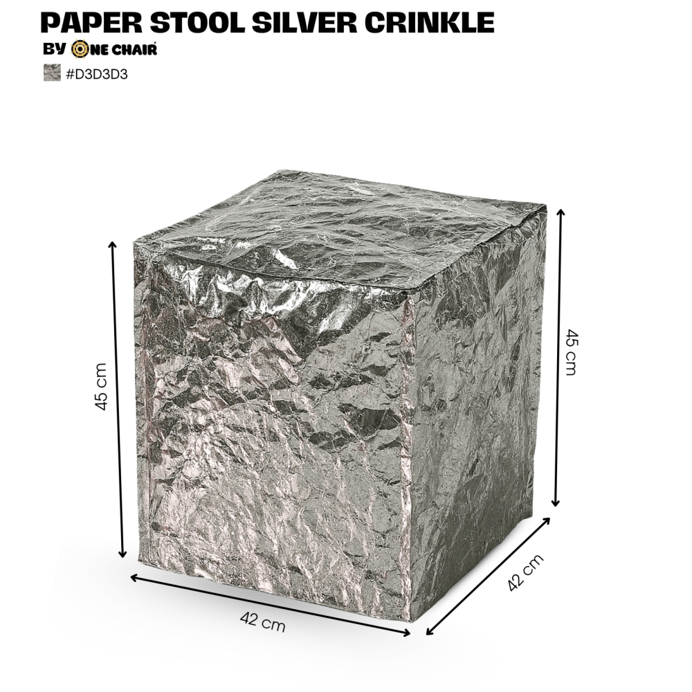 SOFA SỰ KIỆN CAO CẤP | PAPER STOOL SILVER CRINKLE – VẺ ĐẸP ÁNH KIM ĐƯƠNG ĐẠI