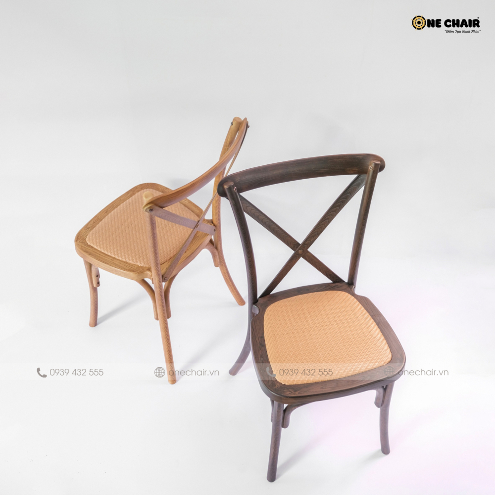 NEW - Ghế Crossback Brown | Phong Cách Sang Trọng và Đậm Chất Cổ Điển