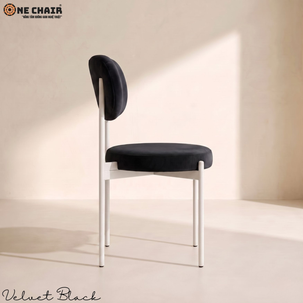 Velvet Chair – Black (White Frame)