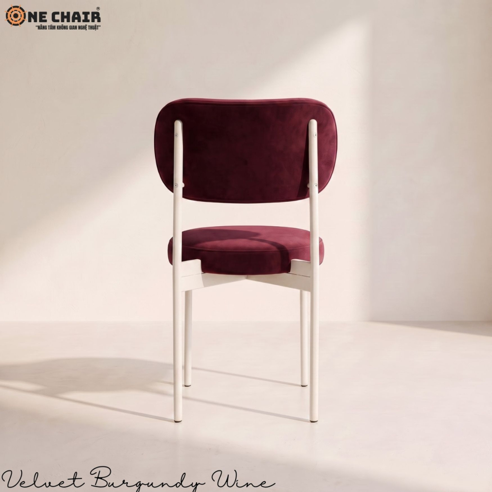 Velvet Chair – Burgundy (White Frame)