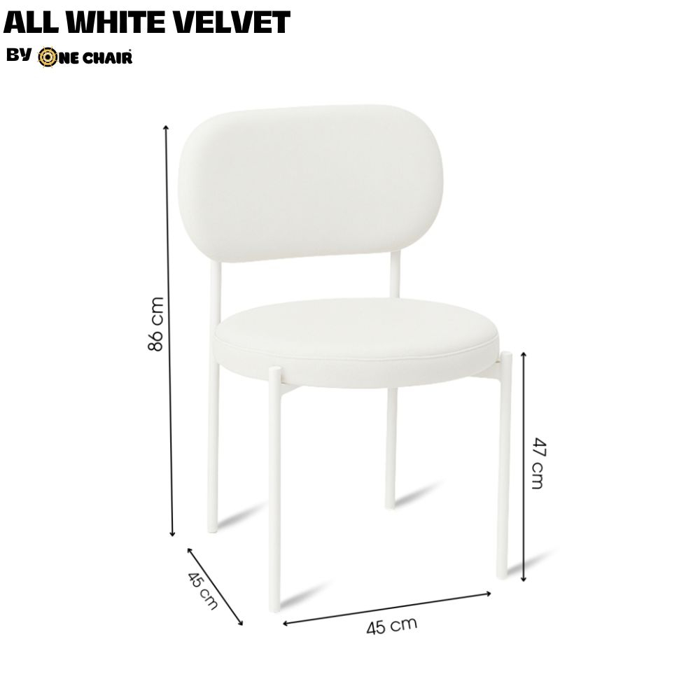 Velvet Trắng Khung Trắng – Thiết Kế Đồng Nhất | Ghế Sofa Mini Tinh Khôi & Thanh Lịch