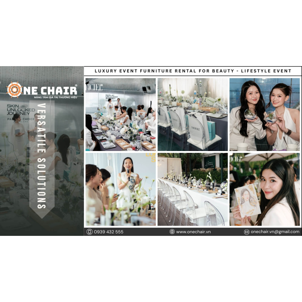 Dịch Vụ Cho Thuê Bàn Ghế Sự Kiện Beauty - Lifestyle Cao Cấp | ONE CHAIR Nâng Tầm Không Gian Nghệ Thuật Thương Hiệu