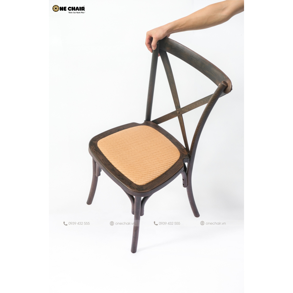 NEW - Ghế Crossback Brown | Phong Cách Sang Trọng và Đậm Chất Cổ Điển