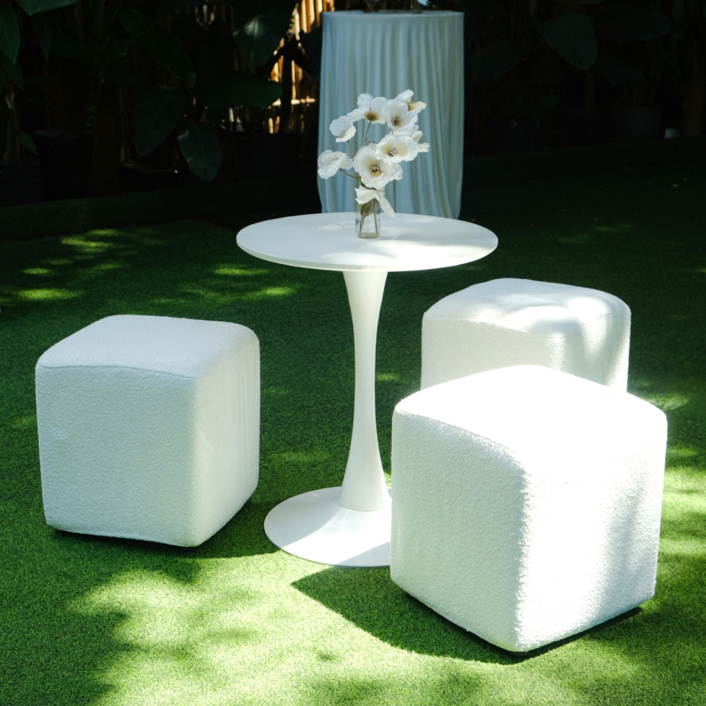 Square Sofa - Ghế Sofa Vuông & Bàn Cocktail Trắng / Thanh Lịch Tối Giản
