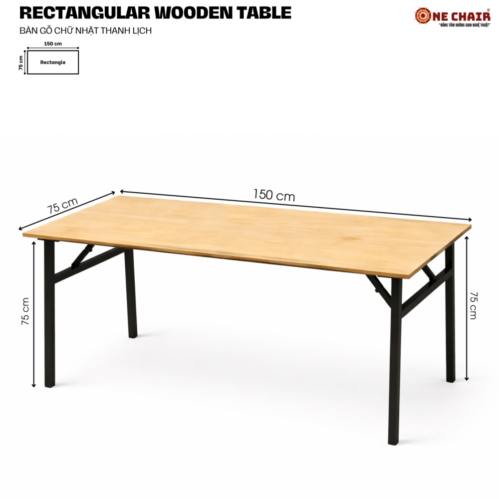 Bàn Chữ Nhật Sự Kiện – Size 150 × 75 × 75 cm