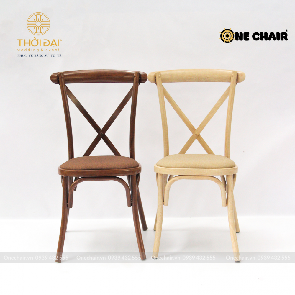 Ghế thép không gỉ crossback chữ X cho sự kiện tiệc cưới, nhà hàng khách sạn xếp chồng nên nhau đa năng