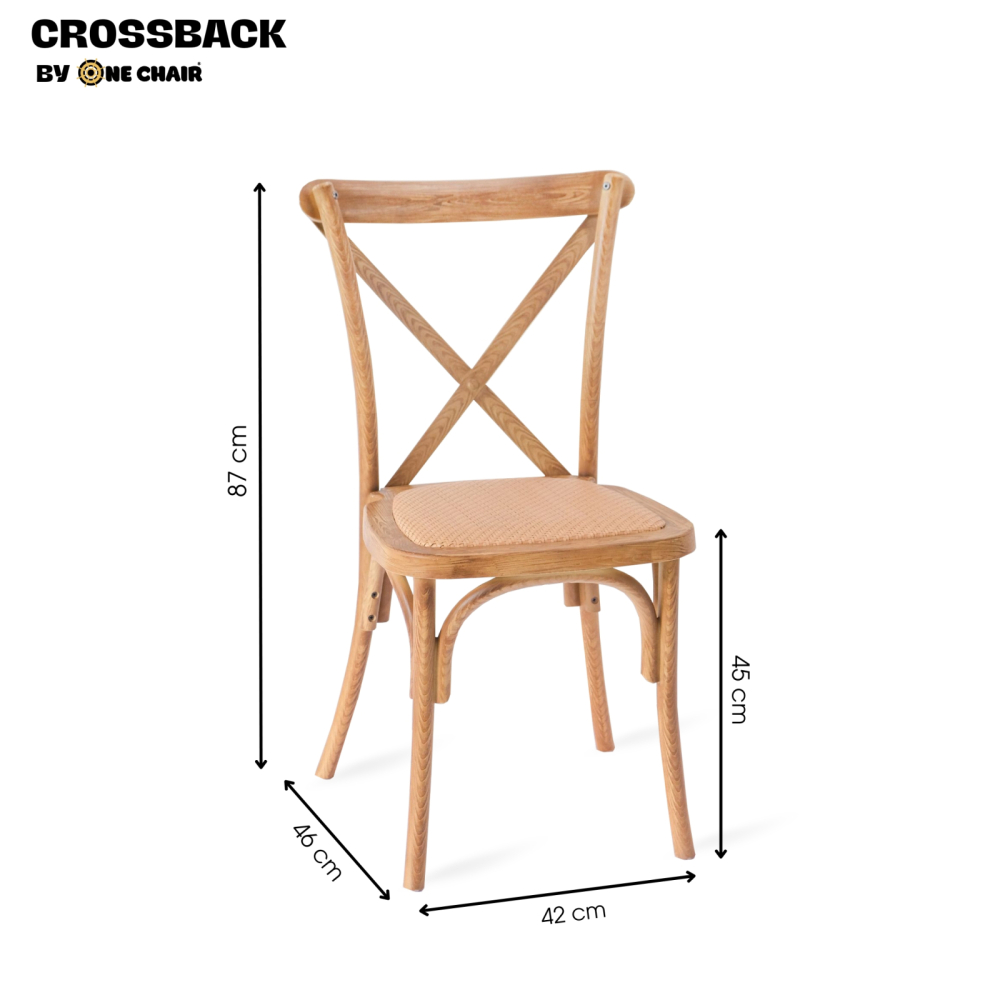 Ghế Crossback Natural - Vân Gỗ Tự Nhiên, Biểu Tượng Rustic Cho Sự Kiện Ngoài Trời
