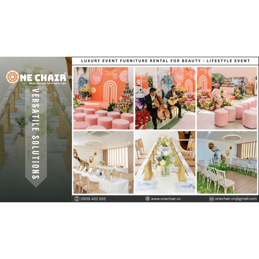 Dịch Vụ Cho Thuê Bàn Ghế Sự Kiện Beauty - Lifestyle Cao Cấp | ONE CHAIR Nâng Tầm Không Gian Nghệ Thuật Thương Hiệu