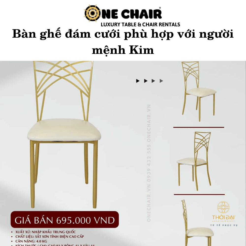 Bàn ghế đám cưới phù hợp với người mệnh Kim