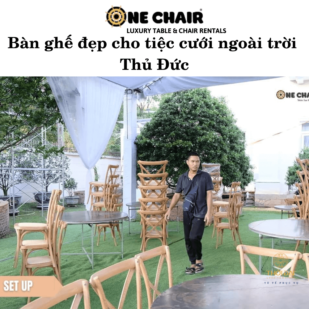 Bàn ghế đẹp cho tiệc cưới ngoài trời Thủ Đức