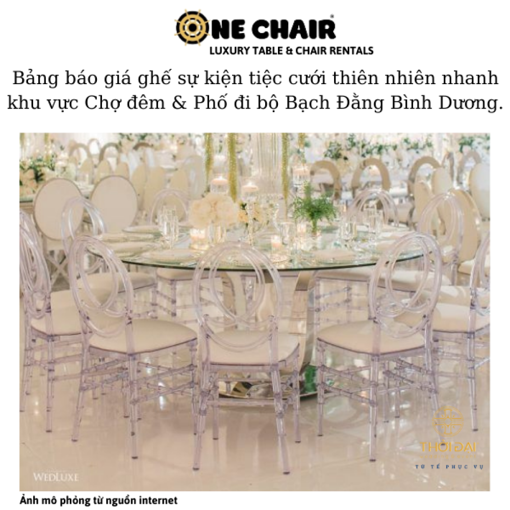 Bảng báo giá ghế sự kiện tiệc cưới thiên nhiên nhanh khu vực Chợ đêm & Phố đi bộ Bạch Đằng Bình Dương.