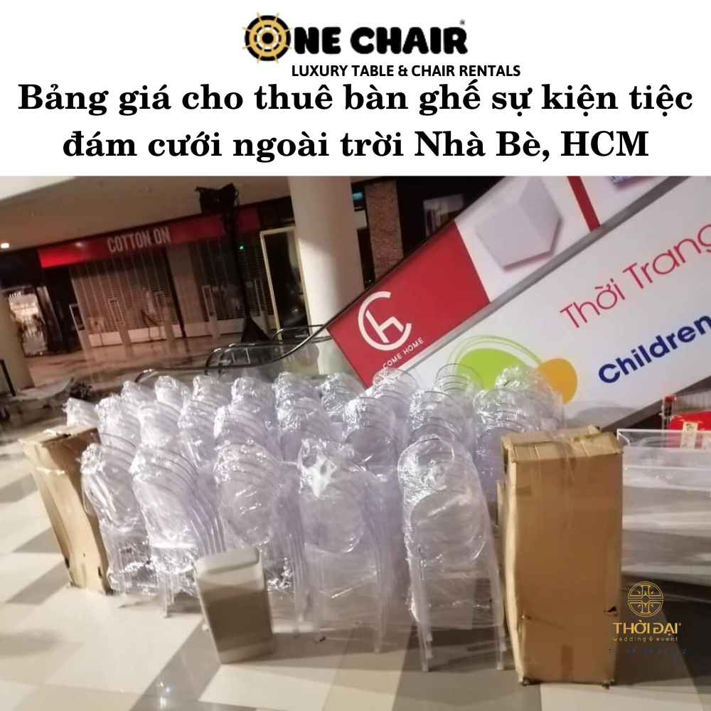 Bảng giá cho thuê bàn ghế sự kiện tiệc đám cưới ngoài trời Nhà Bè, HCM.
