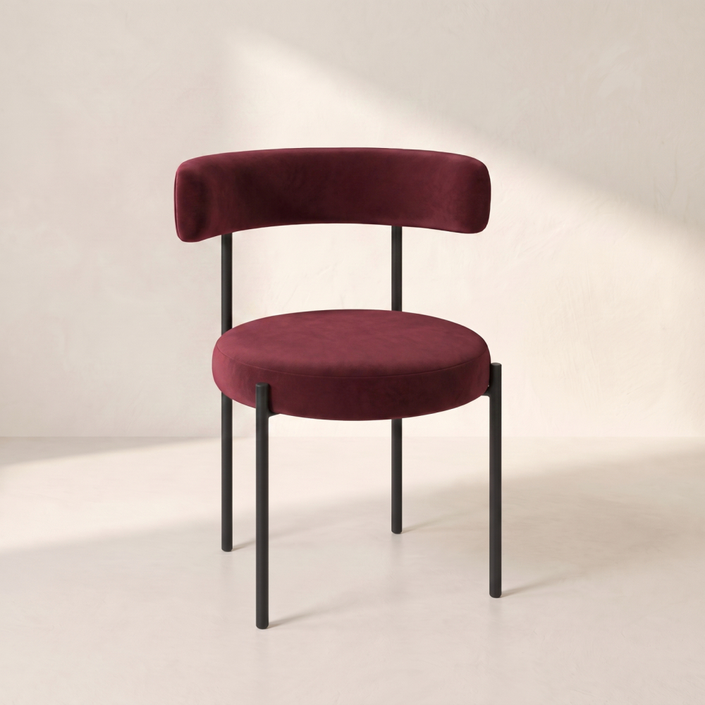 Bouclé Chair – Burgundy Wine