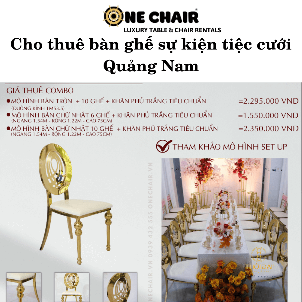 Cho thuê bàn ghế sự kiện tiệc cưới Quảng Nam