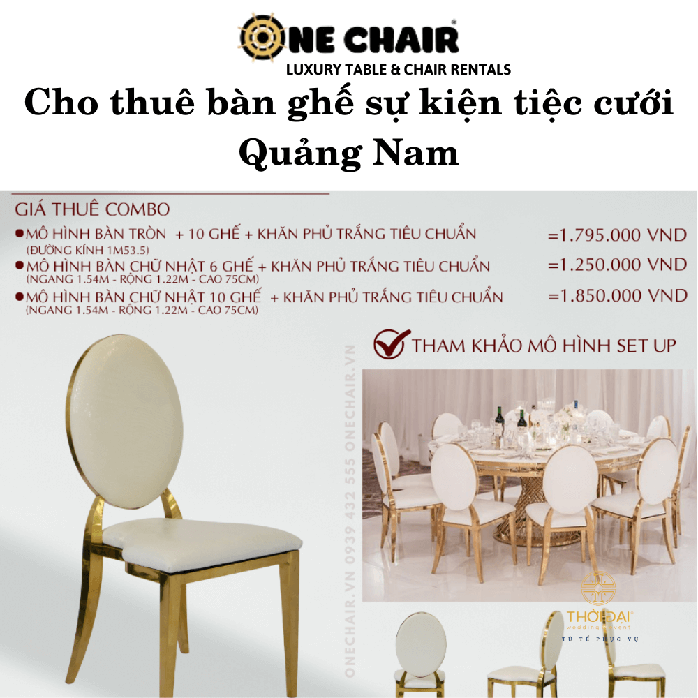 Cho thuê bàn ghế sự kiện tiệc cưới Quảng Nam