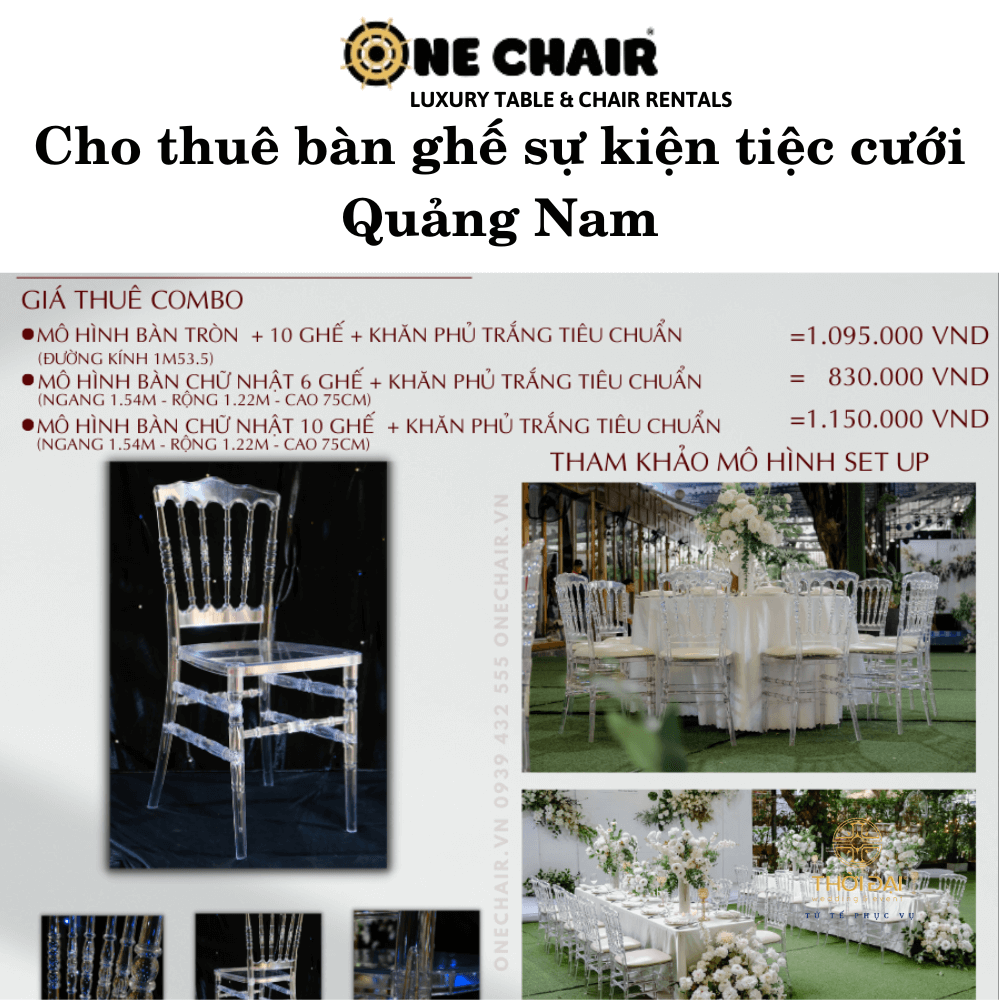 Cho thuê bàn ghế sự kiện tiệc cưới Quảng Nam