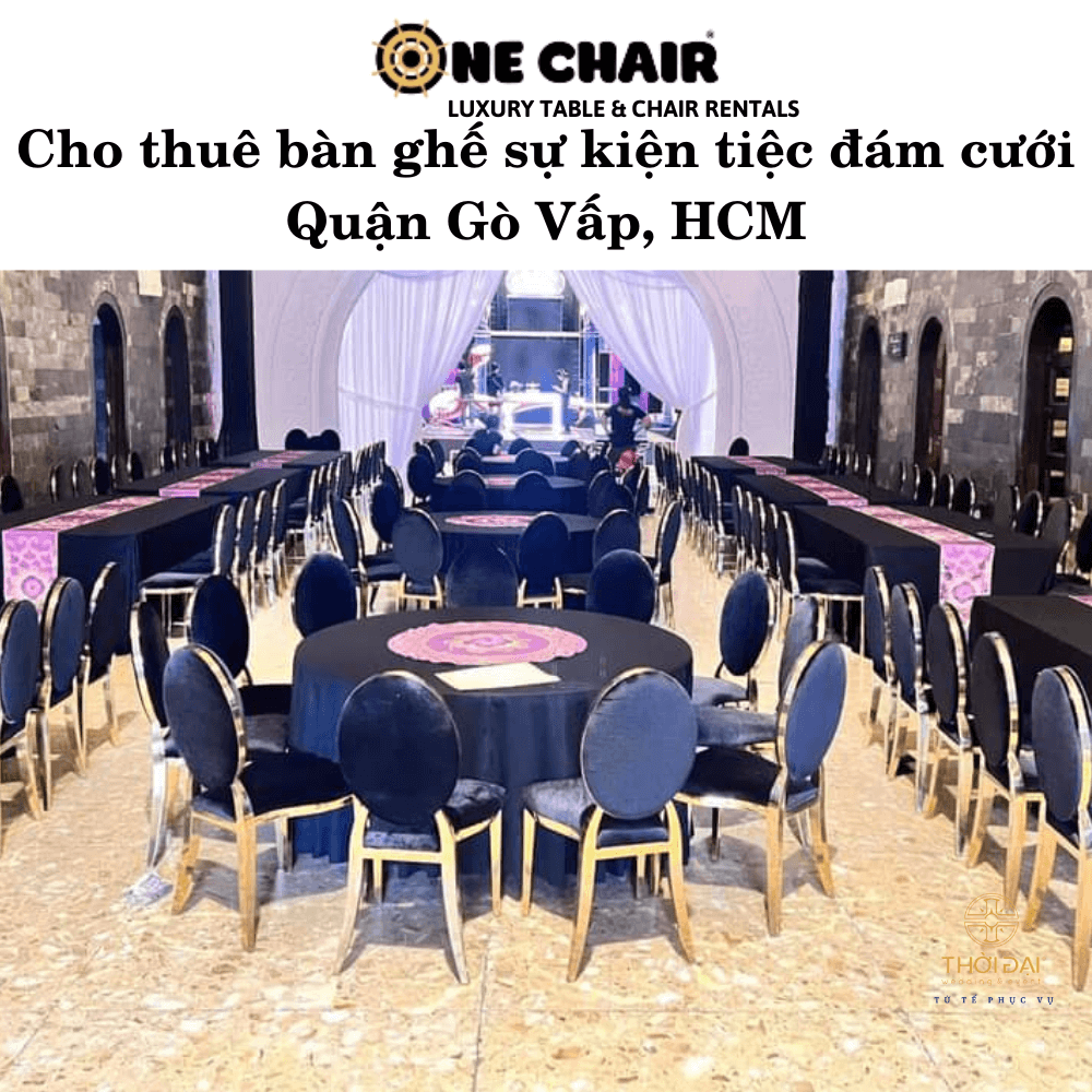 Cho thuê bàn ghế tiệc cưới ngoài trời phong cách lãng mạn tại Gò Vấp