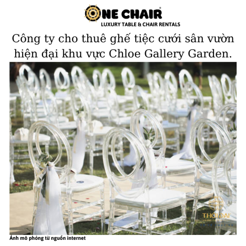 Công ty cho thuê ghế tiệc cưới sân vườn hiện đại khu vực Chloe Gallery Garden.