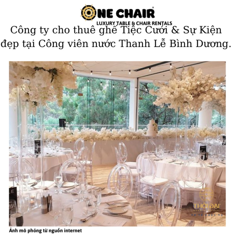 Công ty cho thuê ghế Tiệc Cưới & Sự Kiện đẹp tại Công viên nước Thanh Lễ Bình Dương.