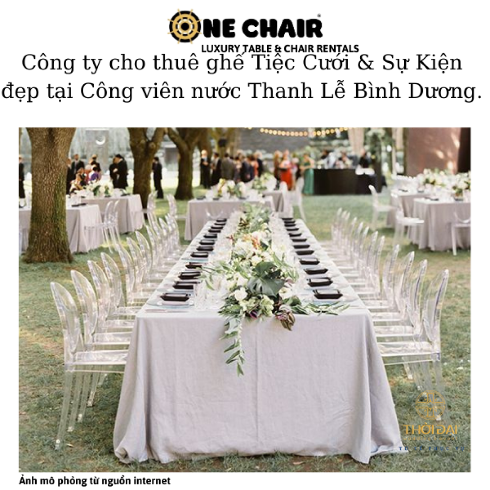 Công ty cho thuê ghế Tiệc Cưới & Sự Kiện đẹp tại Công viên nước Thanh Lễ Bình Dương.