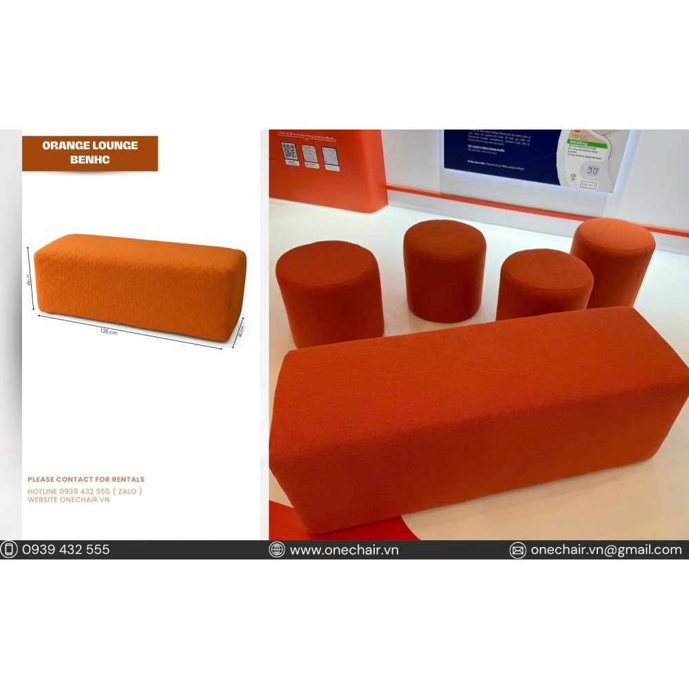 Ghế Sofa Băng Lounge Màu Cam – Điểm Nhấn Năng Động Cho Không Gian Sự Kiện