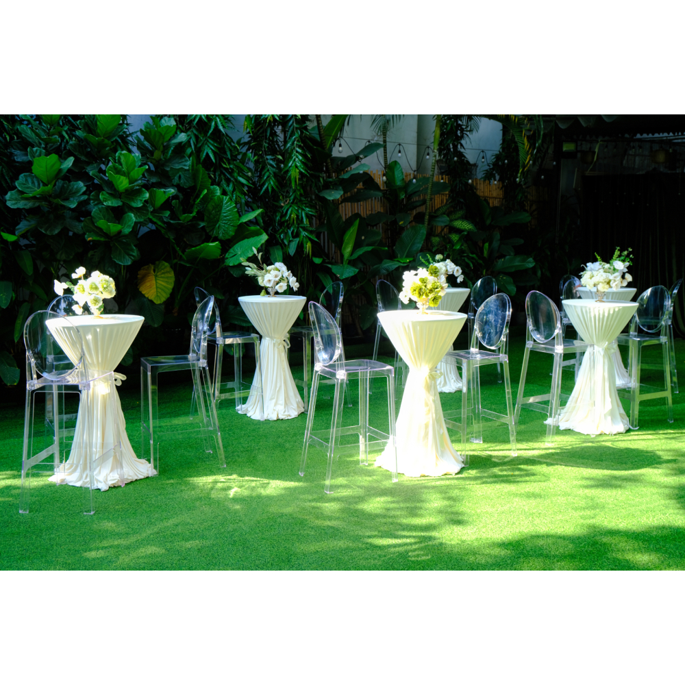 Ghost Bar – Ghế Bar Trong Suốt & Bàn Cocktail Sang Trọng Cho Sự Kiện