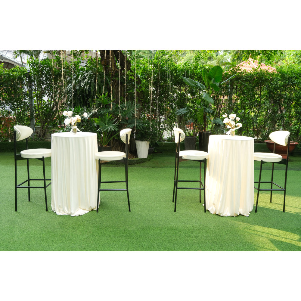 Velvet Bar – Ghế Bar Bọc Nhung & Bàn Cocktail Tròn Thanh Lịch Cho Sự Kiện