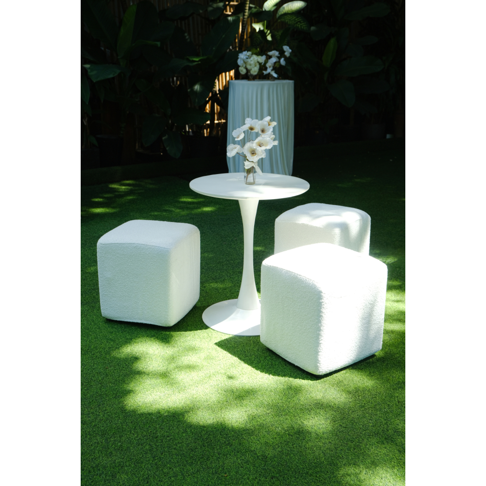 Square Sofa - Ghế Sofa Vuông & Bàn Cocktail Trắng / Thanh Lịch Tối Giản