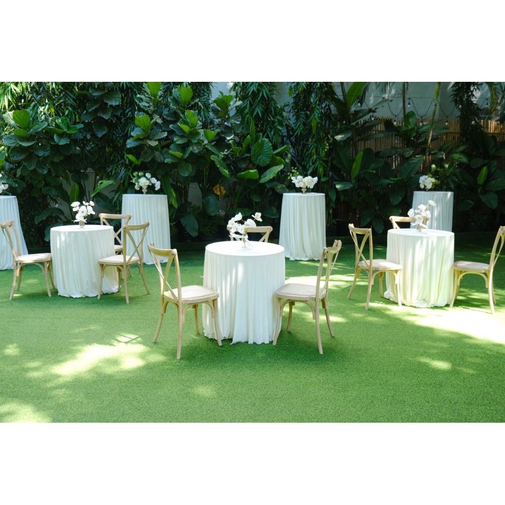 Crossback Chair – Bàn Ghế Bar Mộc Mạc Cổ Điển Cho Sự Kiện & Tiệc Cưới Ngoài Trời
