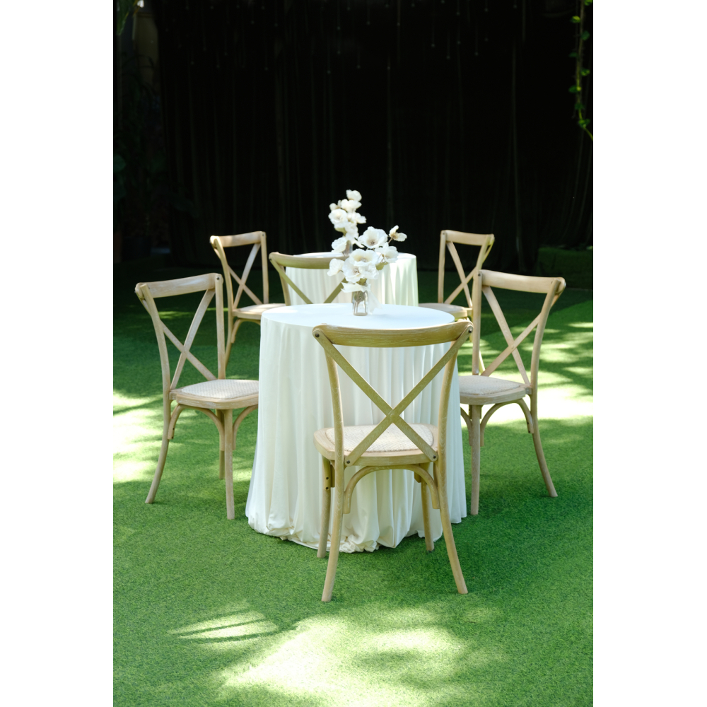 Crossback Chair – Bàn Ghế Bar Mộc Mạc Cổ Điển Cho Sự Kiện & Tiệc Cưới Ngoài Trời