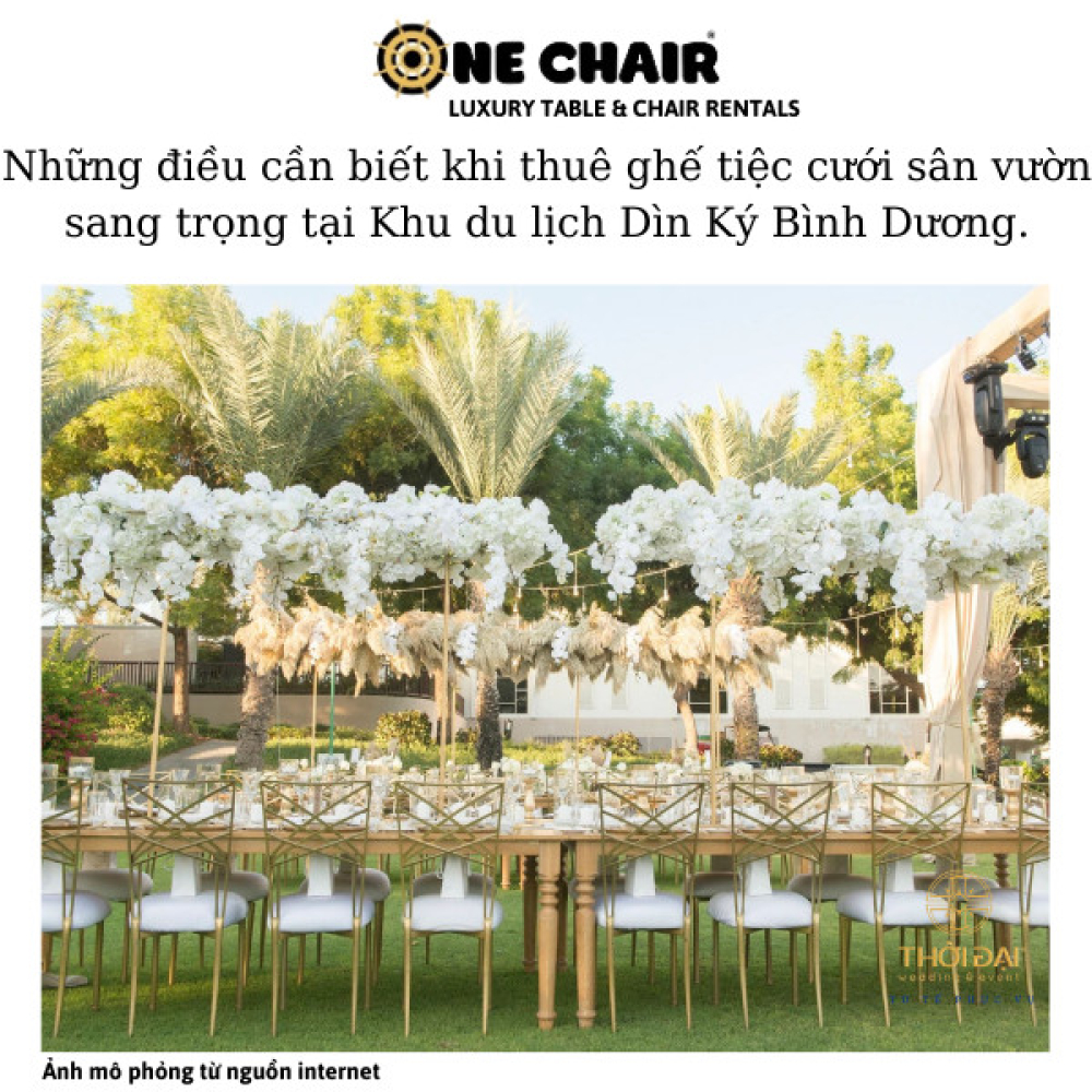 Những điều cần biết khi thuê ghế tiệc cưới sân vườn sang trọng tại Khu du lịch Dìn Ký Bình Dương.