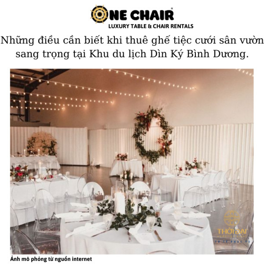 Những điều cần biết khi thuê ghế tiệc cưới sân vườn sang trọng tại Khu du lịch Dìn Ký Bình Dương.