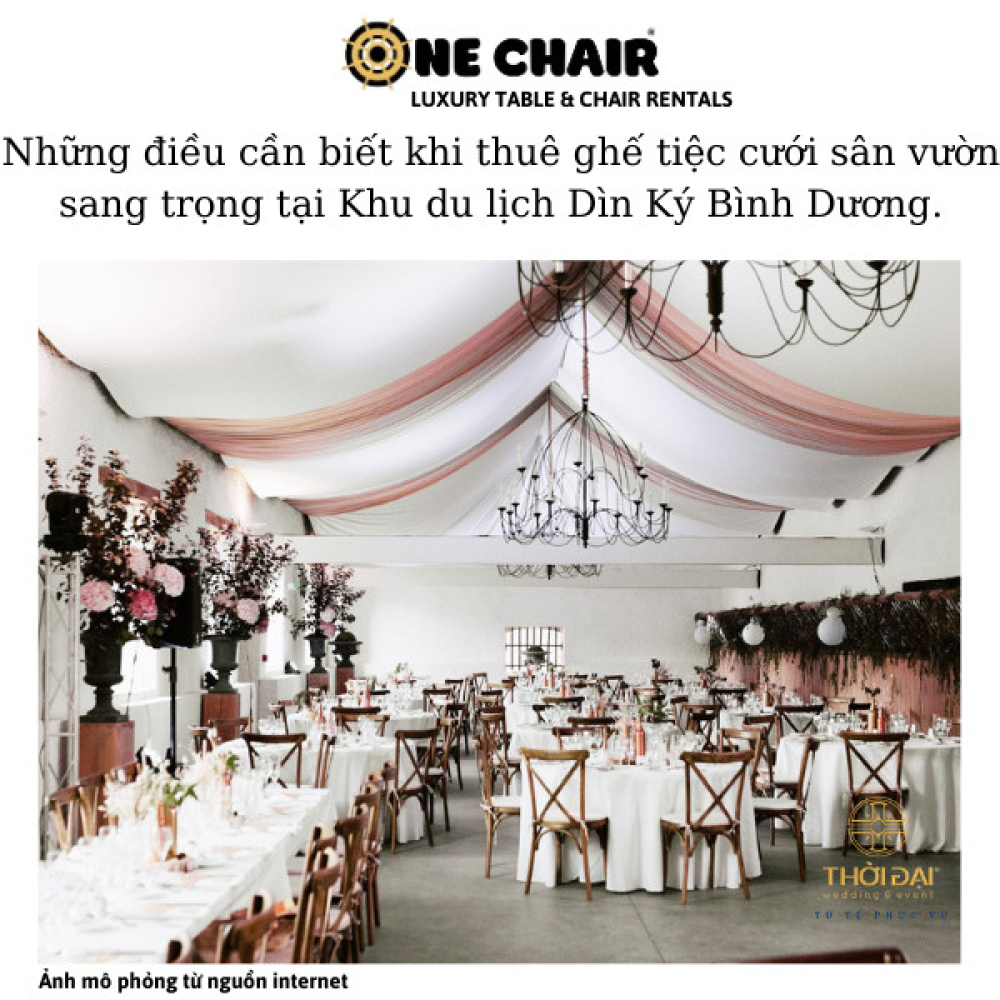 Những điều cần biết khi thuê ghế tiệc cưới sân vườn sang trọng tại Khu du lịch Dìn Ký Bình Dương.
