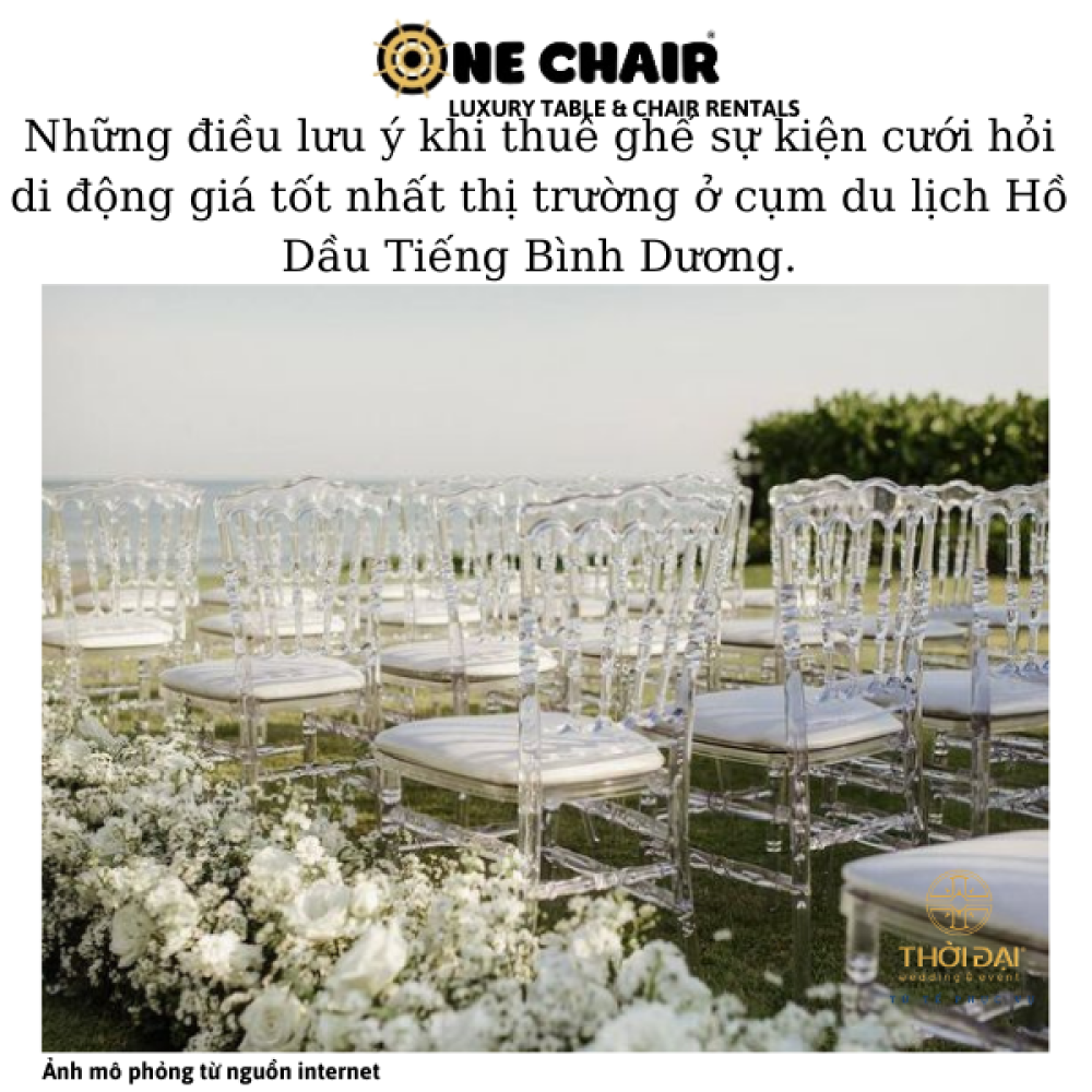Những điều lưu ý khi thuê ghế sự kiện cưới hỏi di động giá tốt nhất thị trường ở cụm du lịch Hồ Dầu Tiếng Bình Dương.