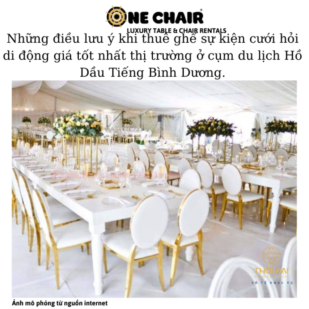 Những điều lưu ý khi thuê ghế sự kiện cưới hỏi di động giá tốt nhất thị trường ở cụm du lịch Hồ Dầu Tiếng Bình Dương.