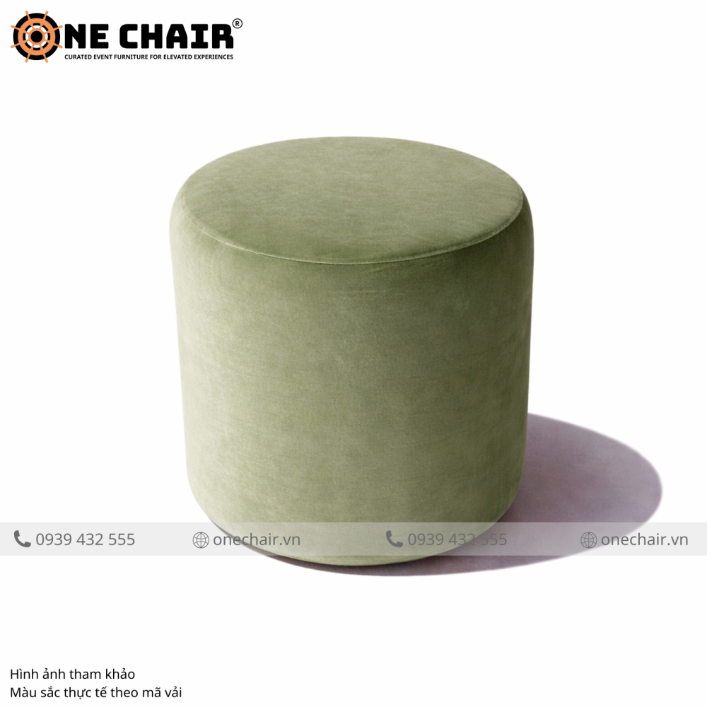 Ottoman Đơn Nhung Xanh Olive – Hơi Thở Thiên Nhiên Tinh Tế Cho Không Gian Sự Kiện Hiện Đại